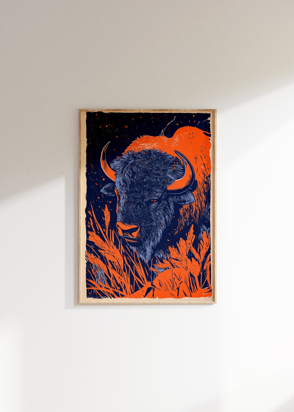 Bison Woodcut Art Print, Farmhouse Cottage Decor - Image 4