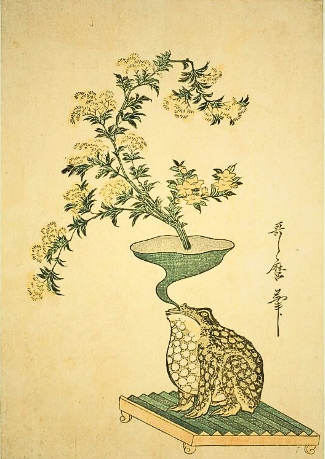 Japanese Frog Drinking from a Funnel Flower Ukiyo-e Style Poster - Image 4