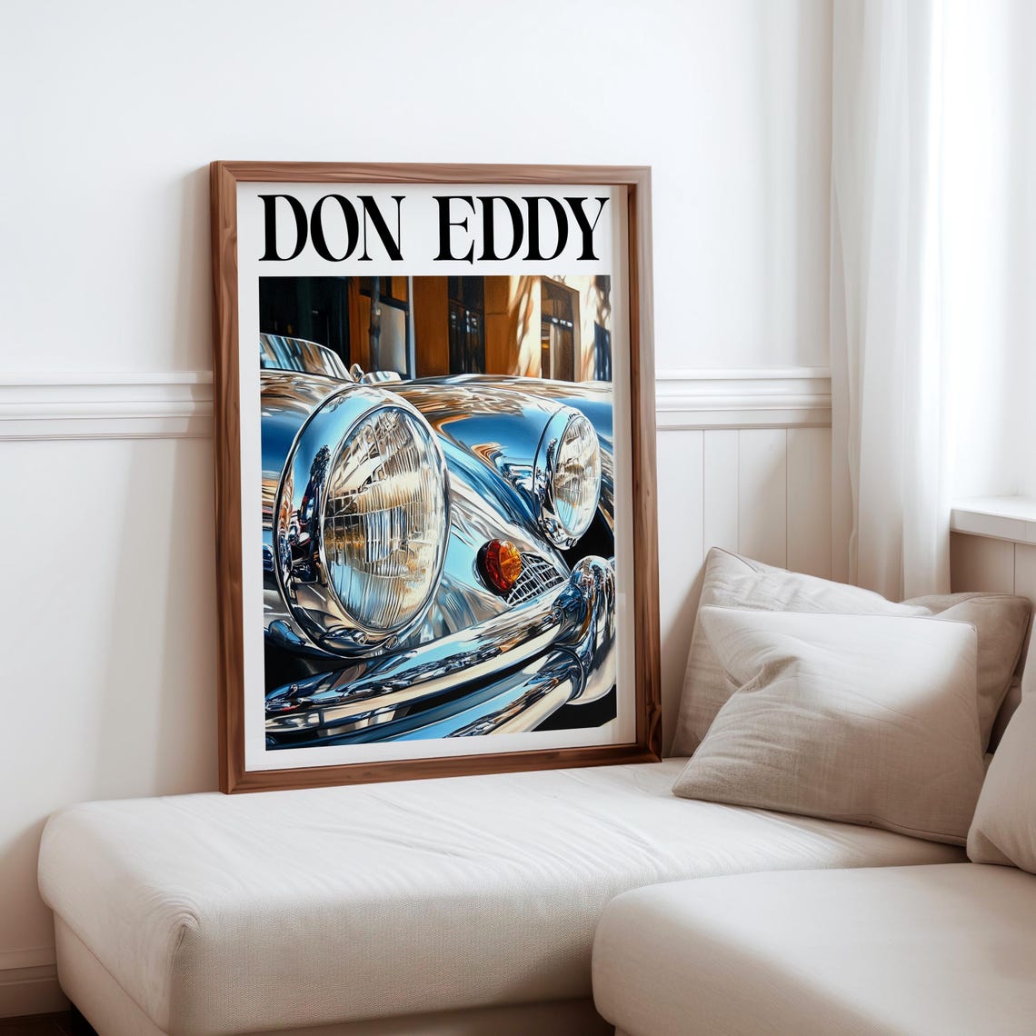 Don Eddy Style Chrome Vintage Car Front Grille Headlight Detail Poster