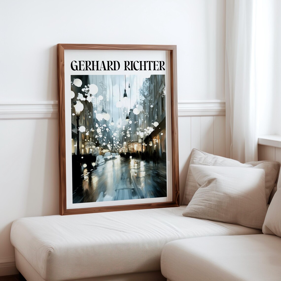 Gerhard Richter Inspired Photorealism Poster Photorealistic Cityscape Art Poster Rain Soaked Evening Photorealistic Urban Art Print