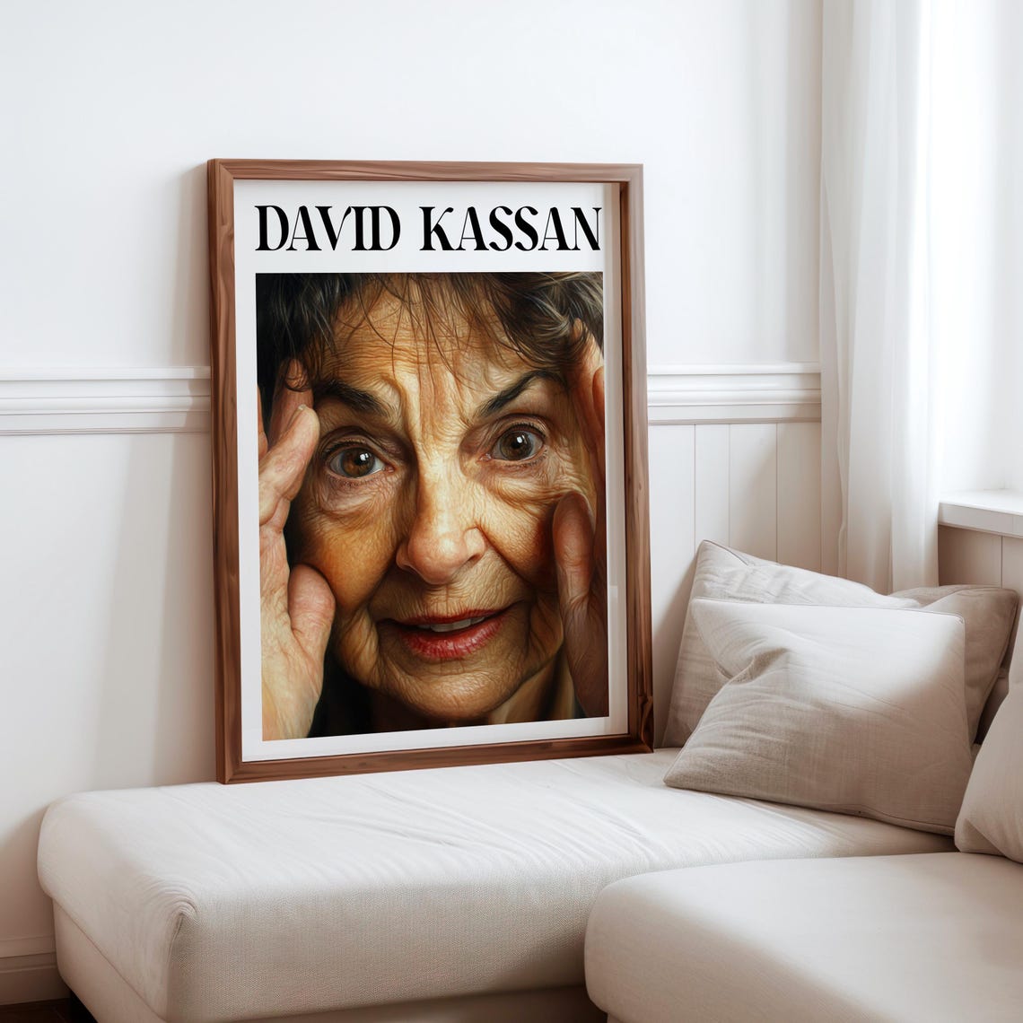 David Kassan Style Joyful Old Woman Smiling Photorealistic Art Poster