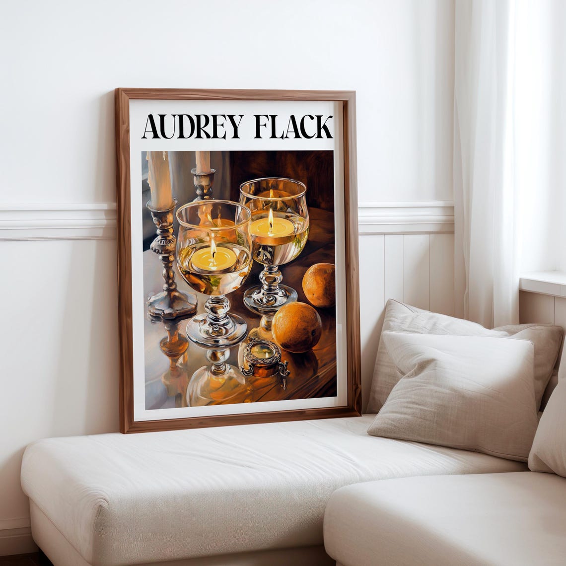 Audrey Flack Inspired Floating Candle Glasses Oranges Glow Poster