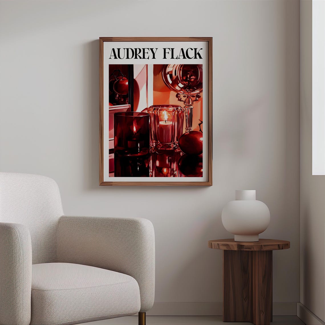 Audrey Flack Inspired Crimson Glass Candle Apple Reflective Poster - Image 2