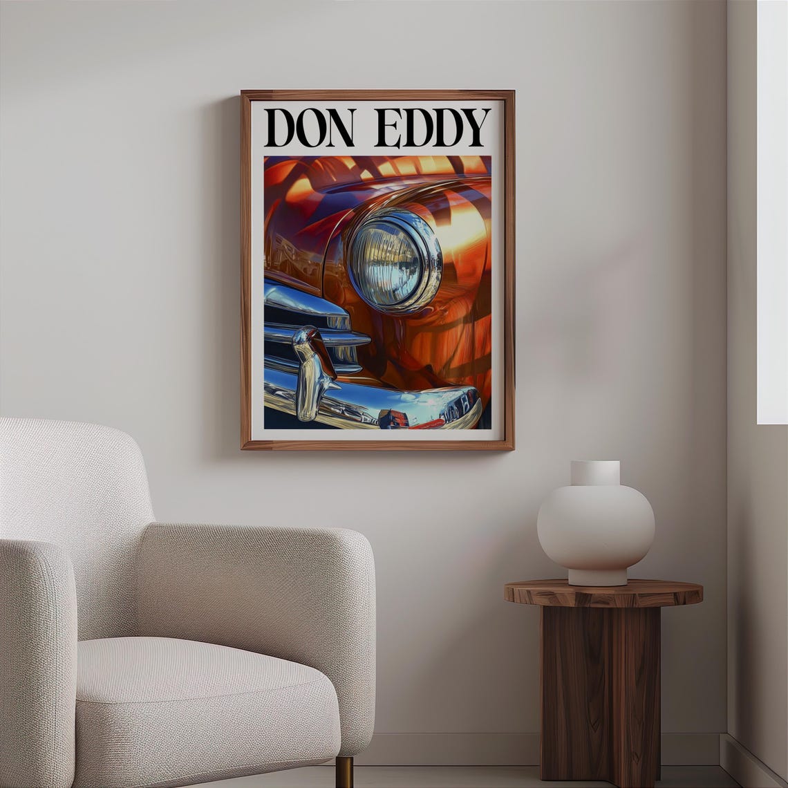 Don Eddy Style Orange Classic Headlight Chrome Grille Art Poster - Image 2