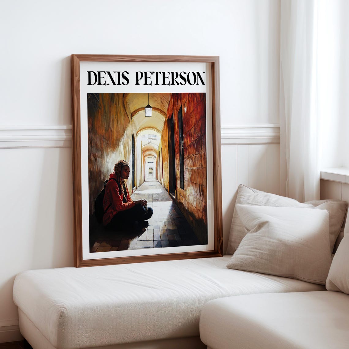 Denis Peterson Figure in Arched Corridor Lantern Light Painting Poster