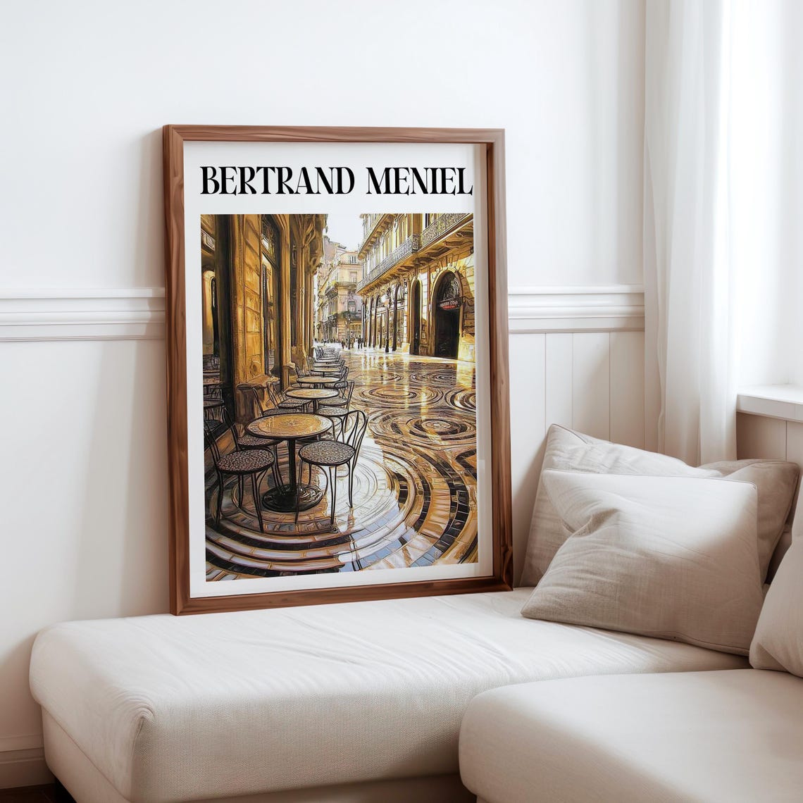 Bertrand Meniel Inspired Cafe Terrace Mosaic Spiral Tile Floor Poster
