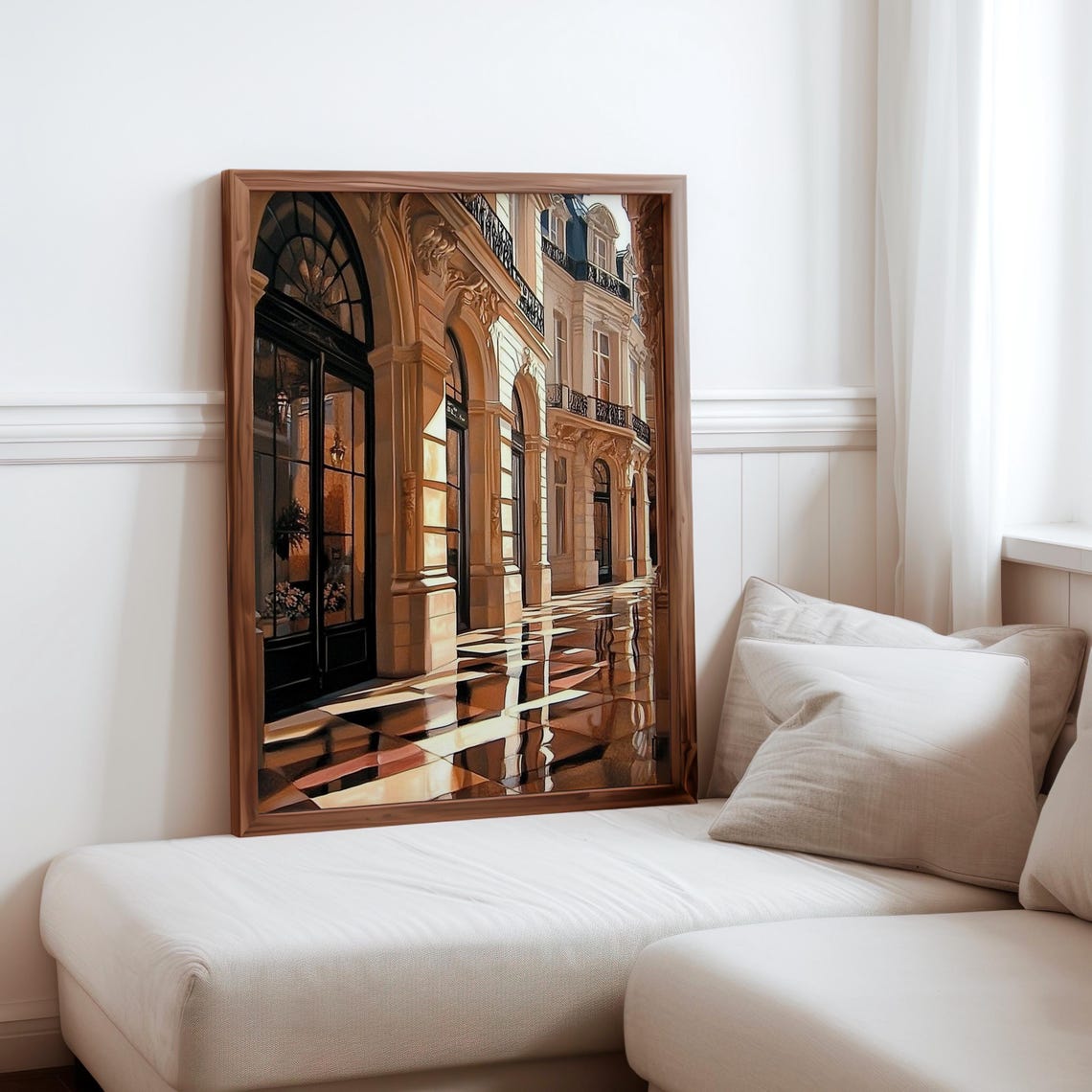 Paris Arcade Arched Facade Balconies Marble Reflection Art Poster