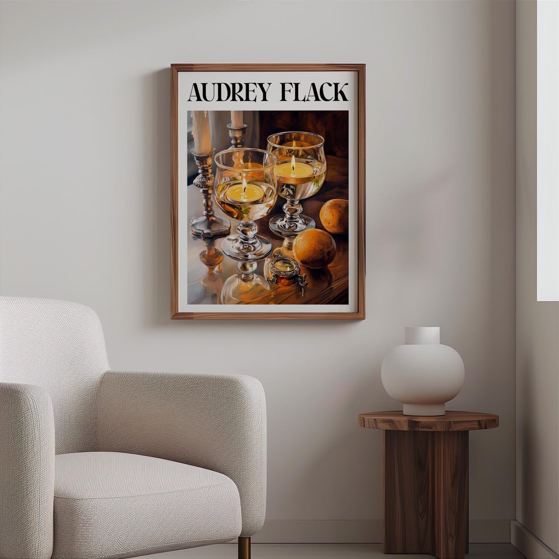 Audrey Flack Inspired Floating Candle Glasses Oranges Glow Poster - Image 2