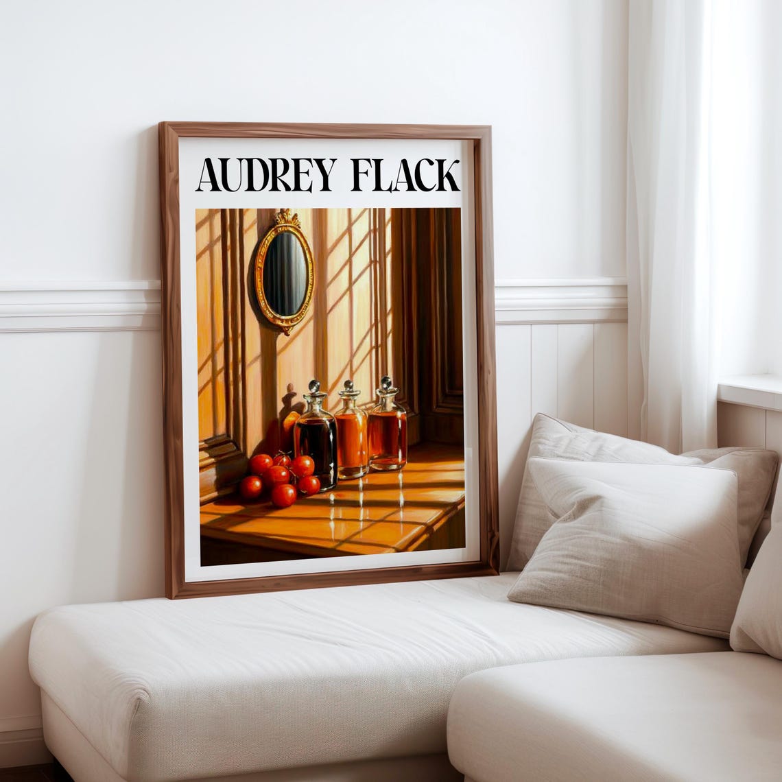 Audrey Flack Amber Bottles Tomatoes Sunlit Sill Still Life Poster