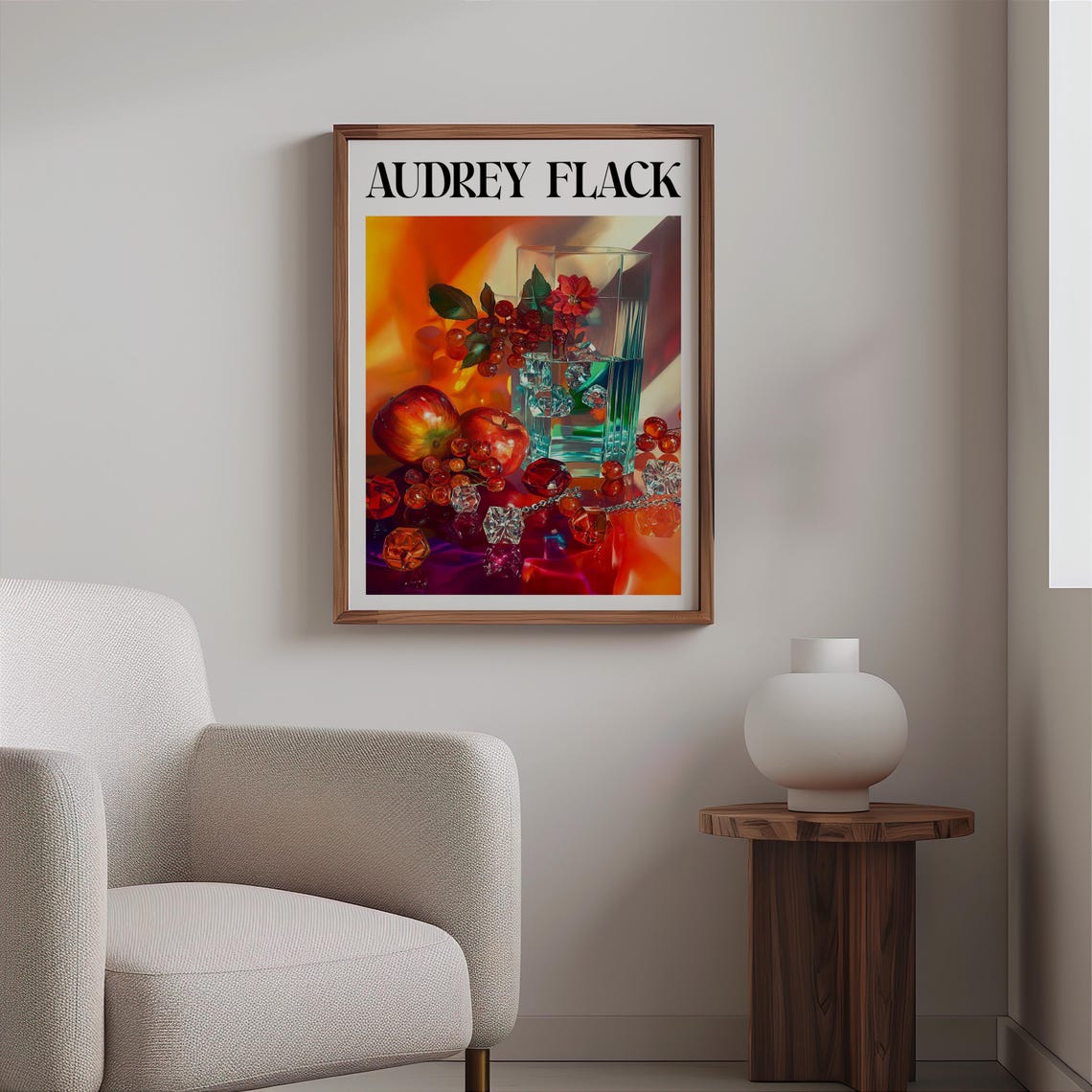 Audrey Flack Glass Bottles Berries Gold Chain Flower Still Life Print - Image 2
