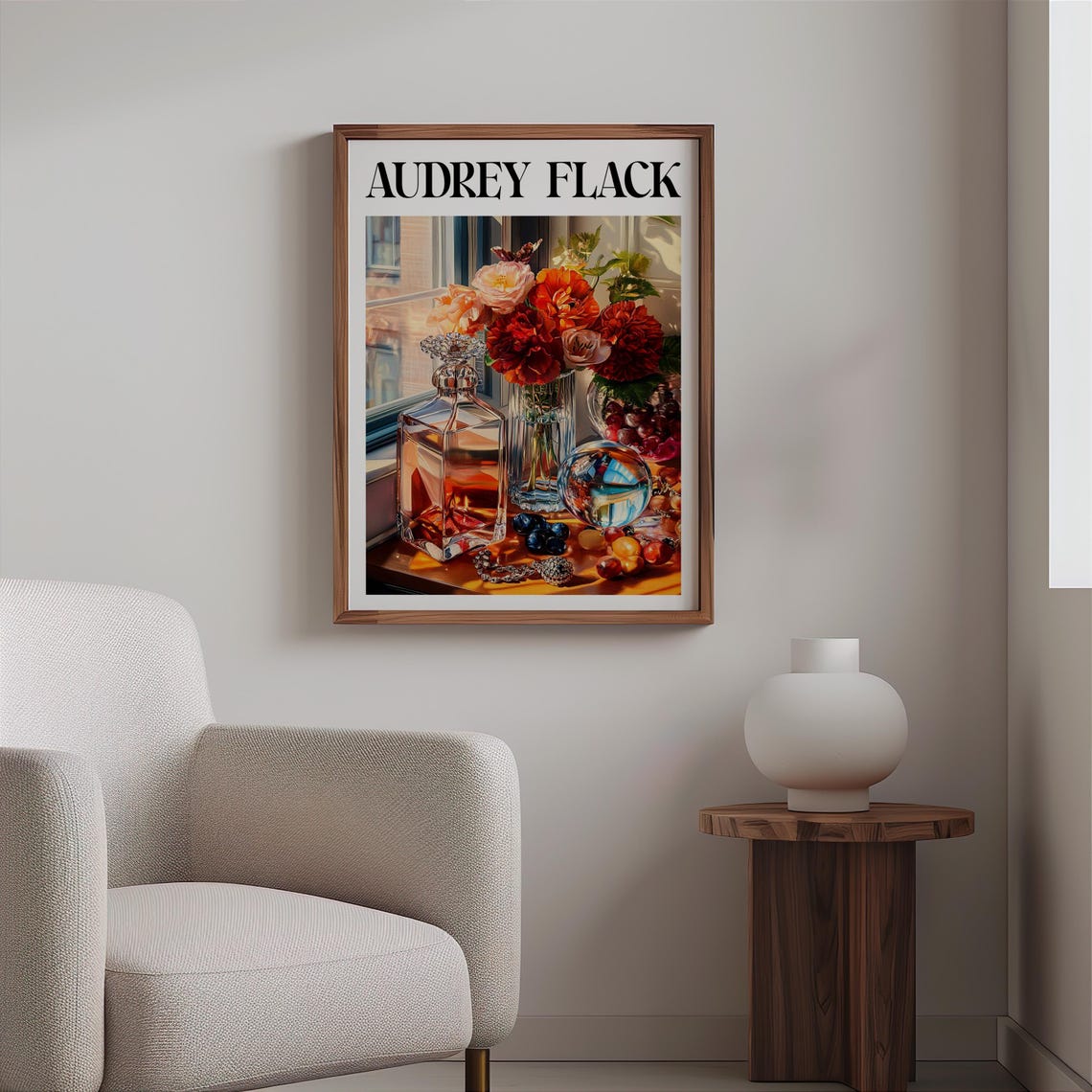 Audrey Flack Decanter Roses Window Globe Grapes Still Life Art Print - Image 2