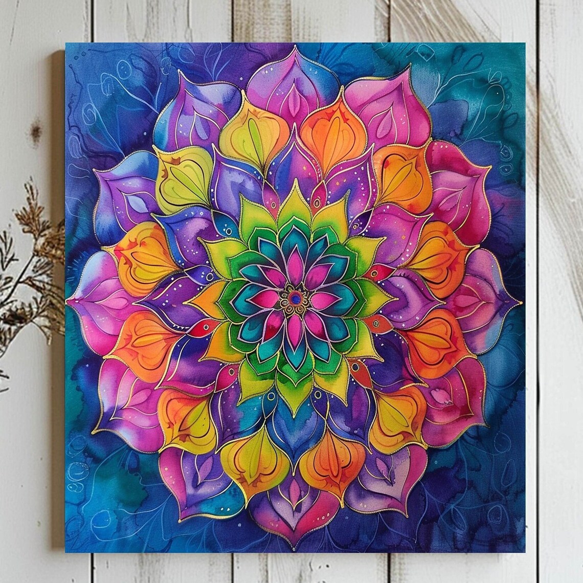 Watercolor Mandala Positivity Zen Spiritual Art