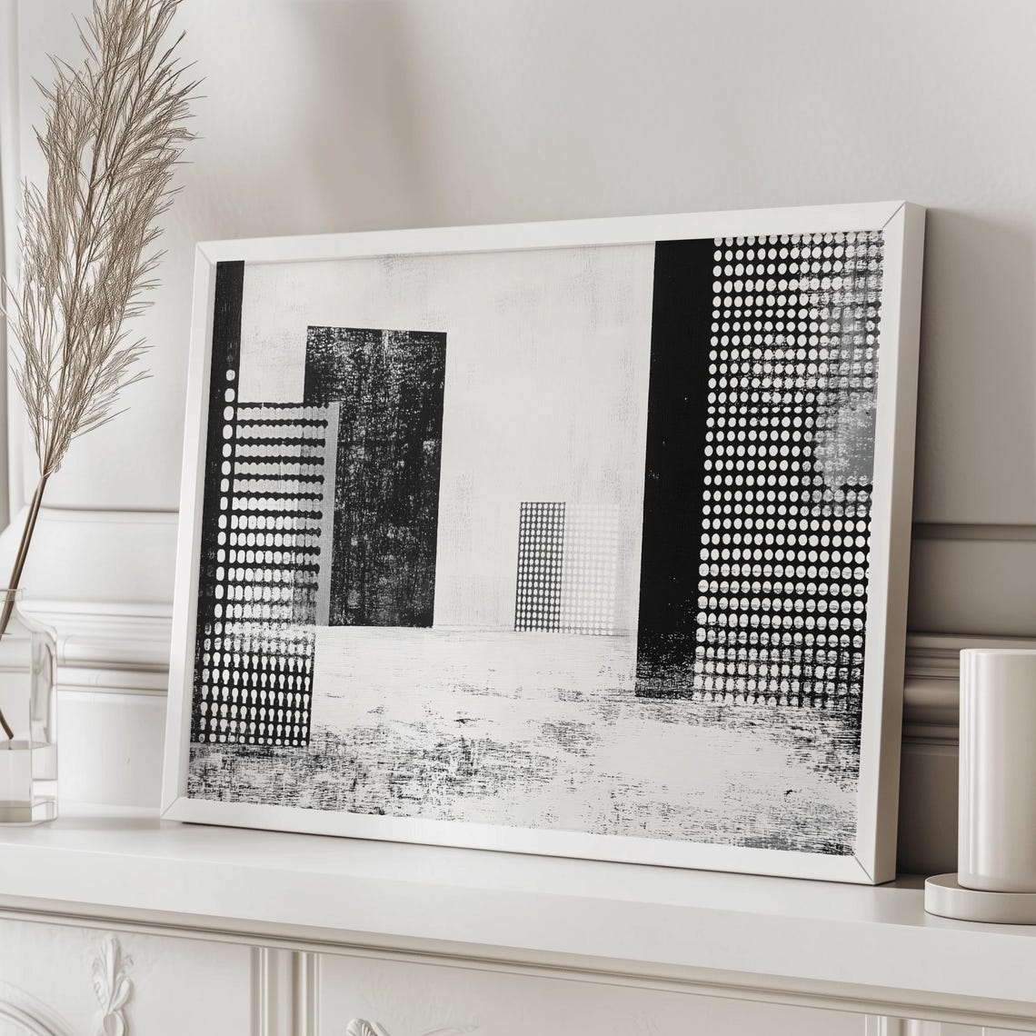 Abstract Black White Geometric Cityscape Modern Architecture Poster