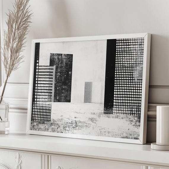 Abstract Black And White Cityscape Art Minimalist Print Highcontrast Architecture Decor