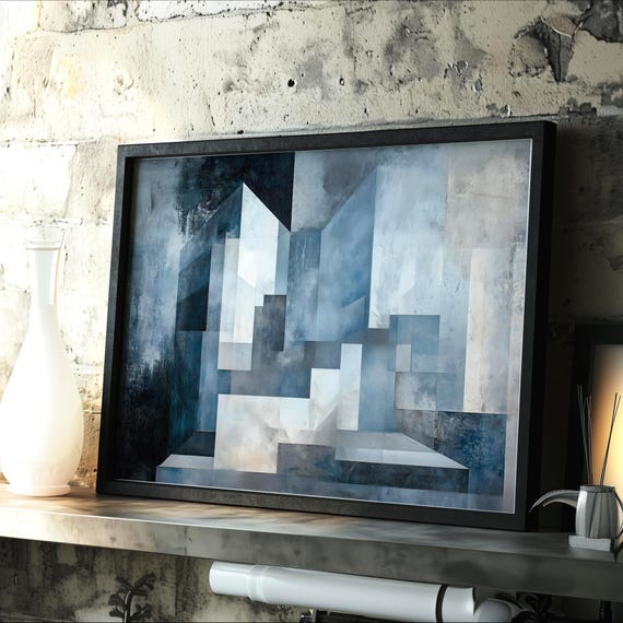 Abstract Geometric Architecture Print Modern Monochrome Wall Art