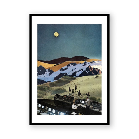 Westworld Retro Moon Universe Collage Art Print