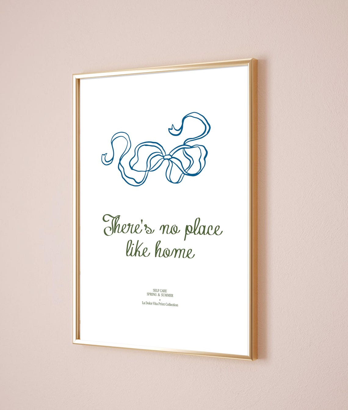 There Is No Place Like Home Blue Bow Script Sweet Art Poster - Image 3