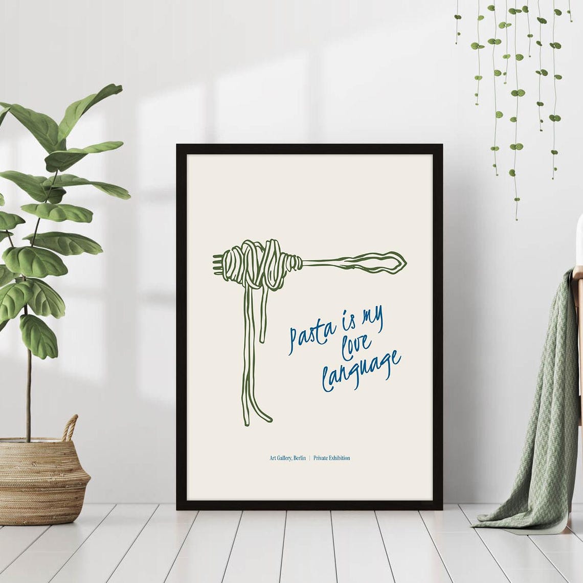 Pasta Is My Love Language Fork Spaghetti Line Art Food Poster - Image 2
