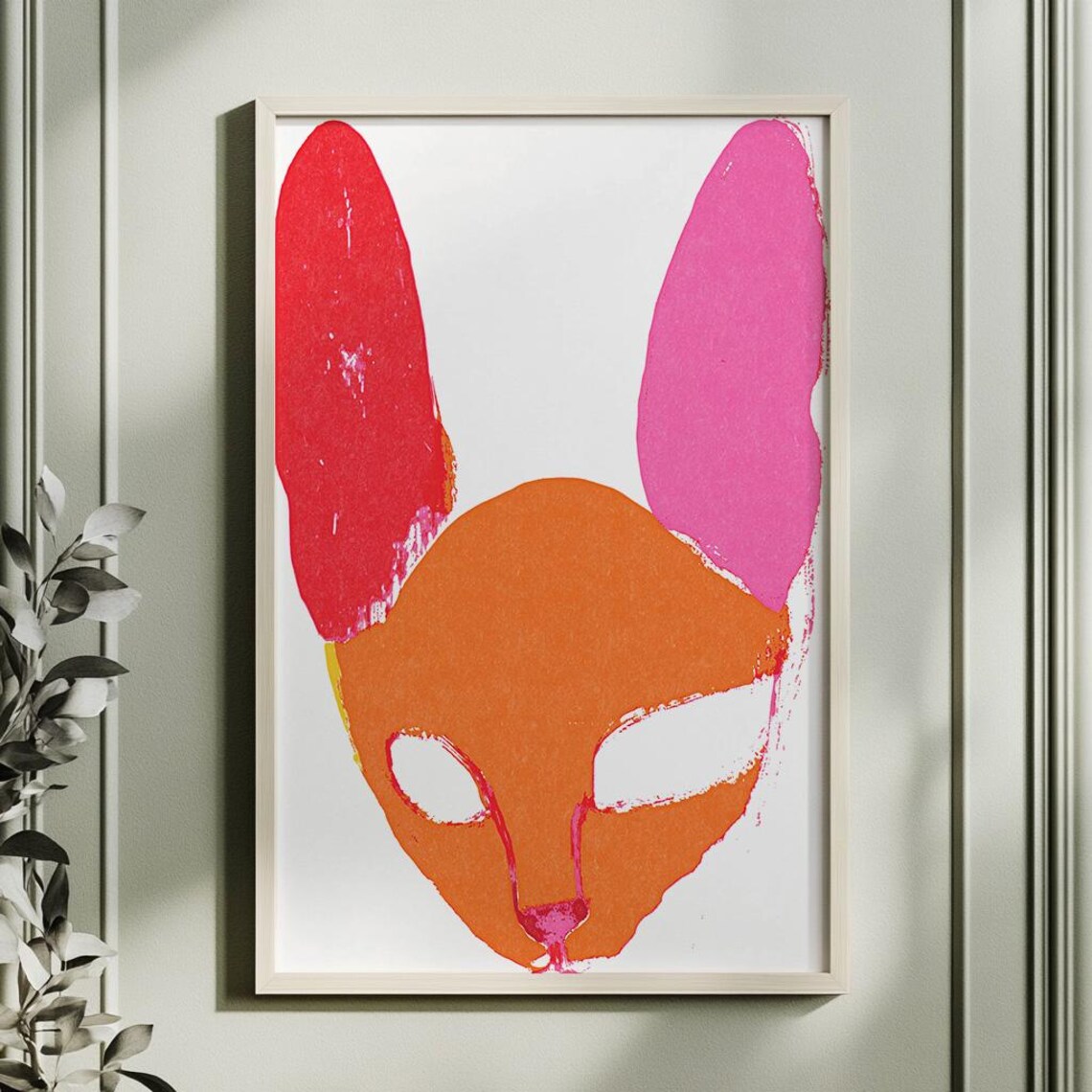 Abstract Sphynx Cat Orange Minimalist Face Poster for Modern Cat Lover Decor - Image 4