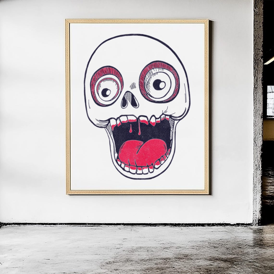 Quirky Skull Wall Art Print 4 Sizes Gothic Decor - Image 4