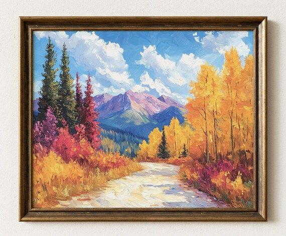 Autumn Mountain Road Golden Aspens Fall Scenic Landscape Poster