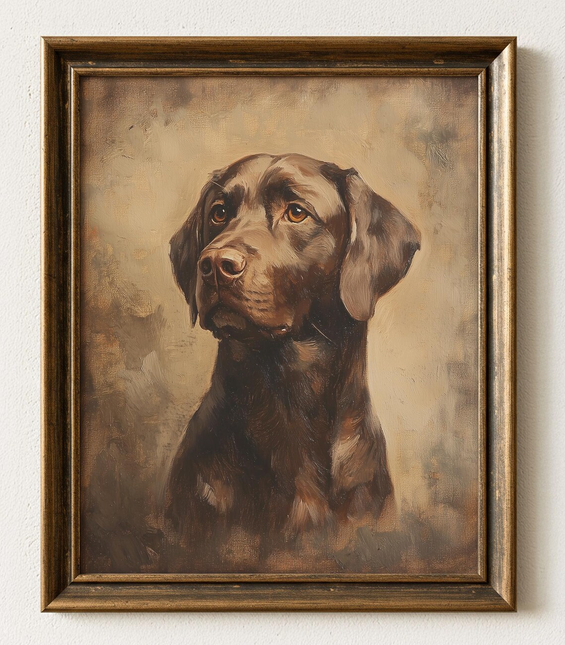 Vintage Labrador Portrait, Noble Dog Oil Painting