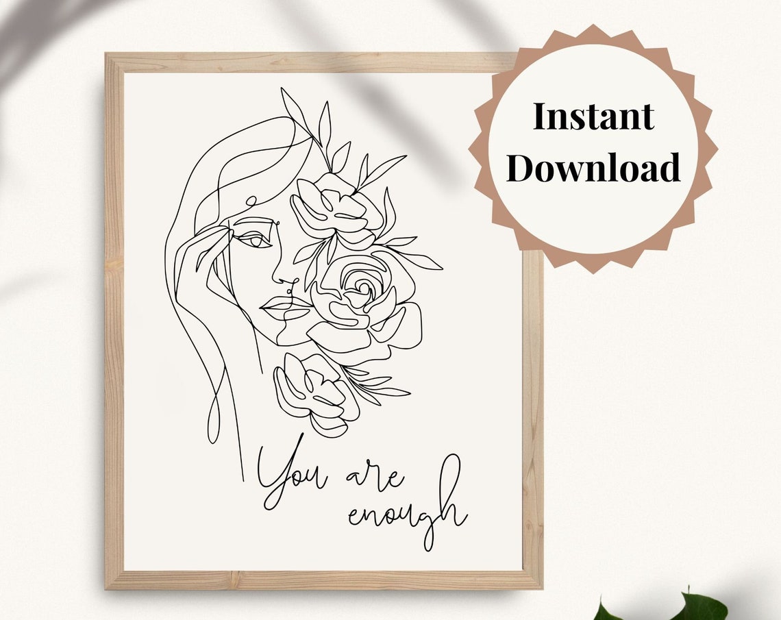 Female Inspiration Wall Art Inspirational Teens Art Motivational Posters Mental Health Gift You Are Enough Sign Self Love Almond Lia002