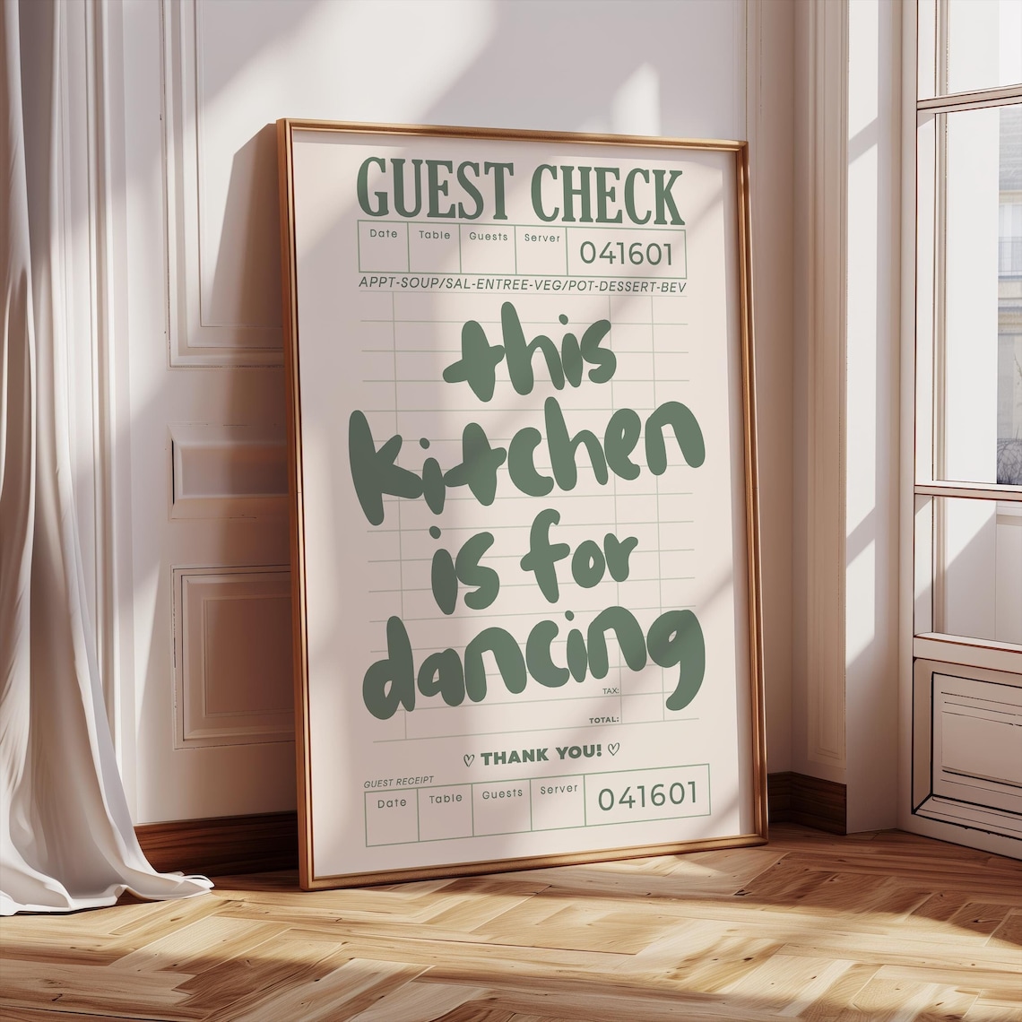 Kitchen Is For Dancing Neutral Dorm Wall Art Print