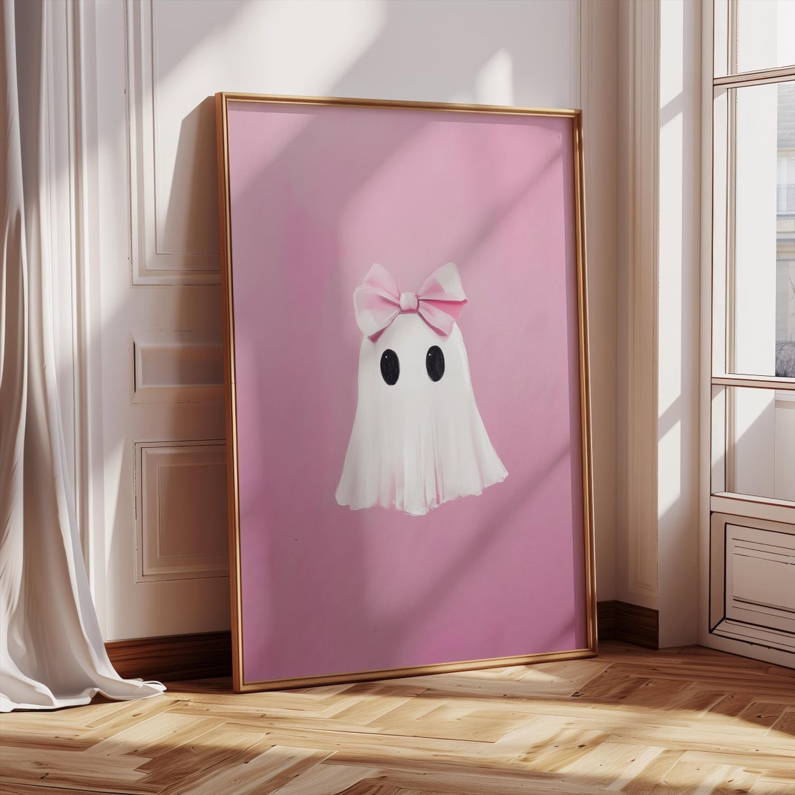 Pink Bow Print Pinkoween Decor Preppy Trendy Halloween Coquette Cute Painting Spooky Posters