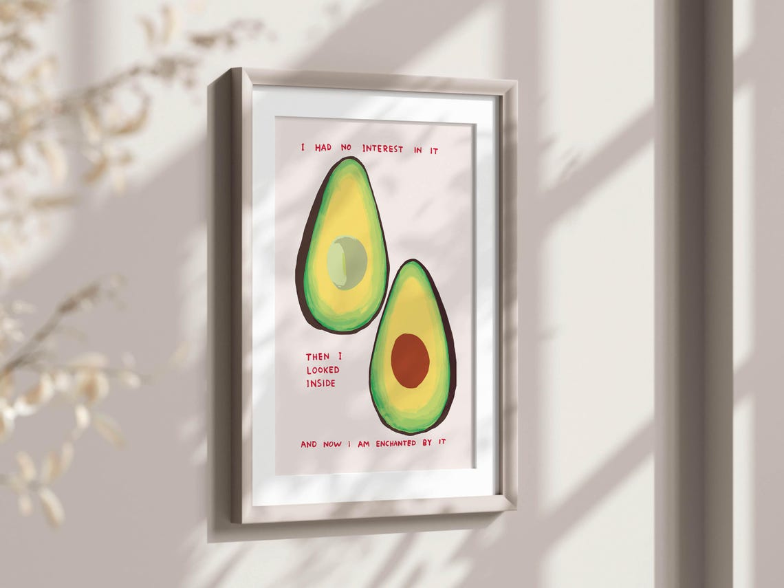 Witty Avocado Half Illustration With Sarcastic Love Quote Poster - Image 2