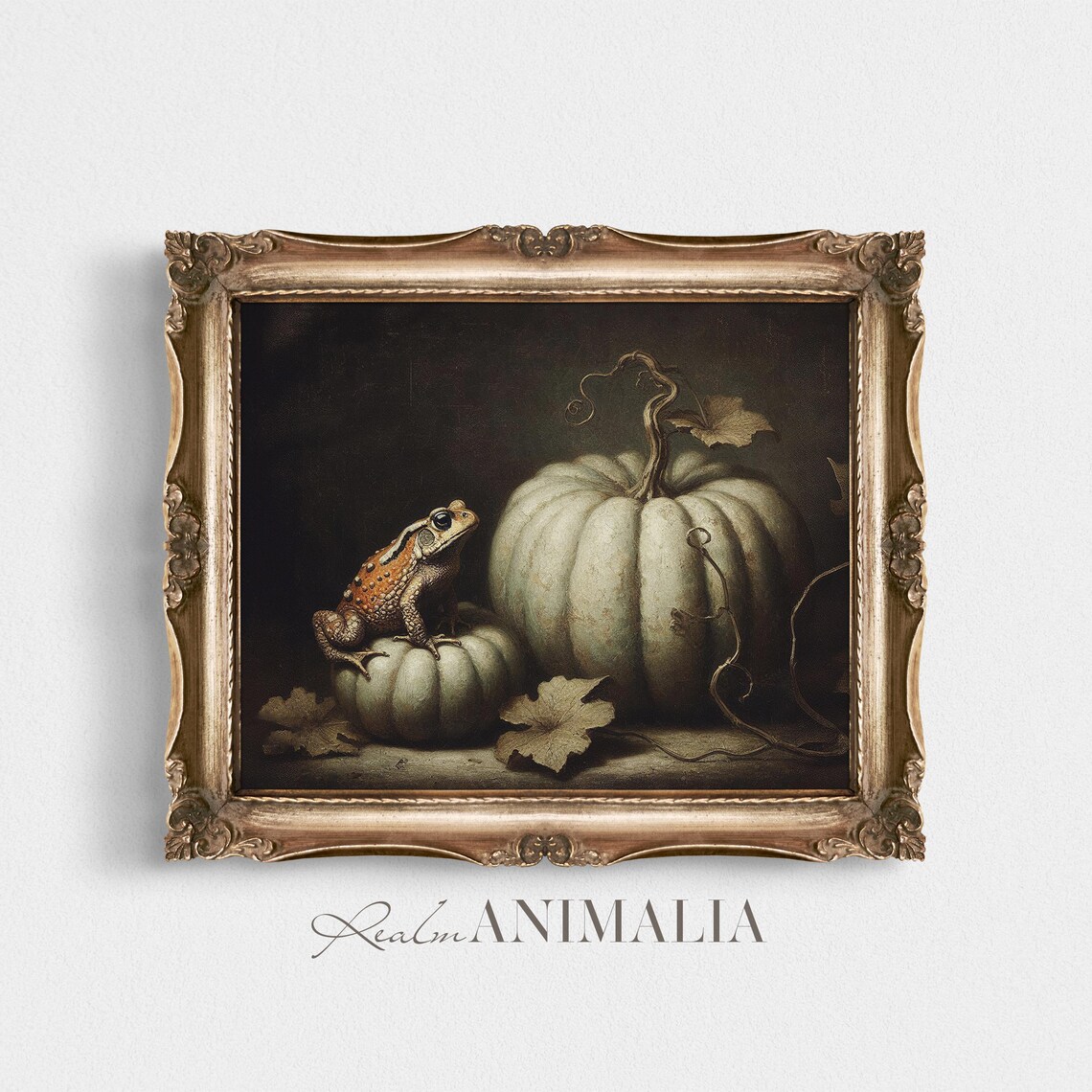 Toad on Pumpkin Art Print, Vintage Halloween Still Life - Image 4