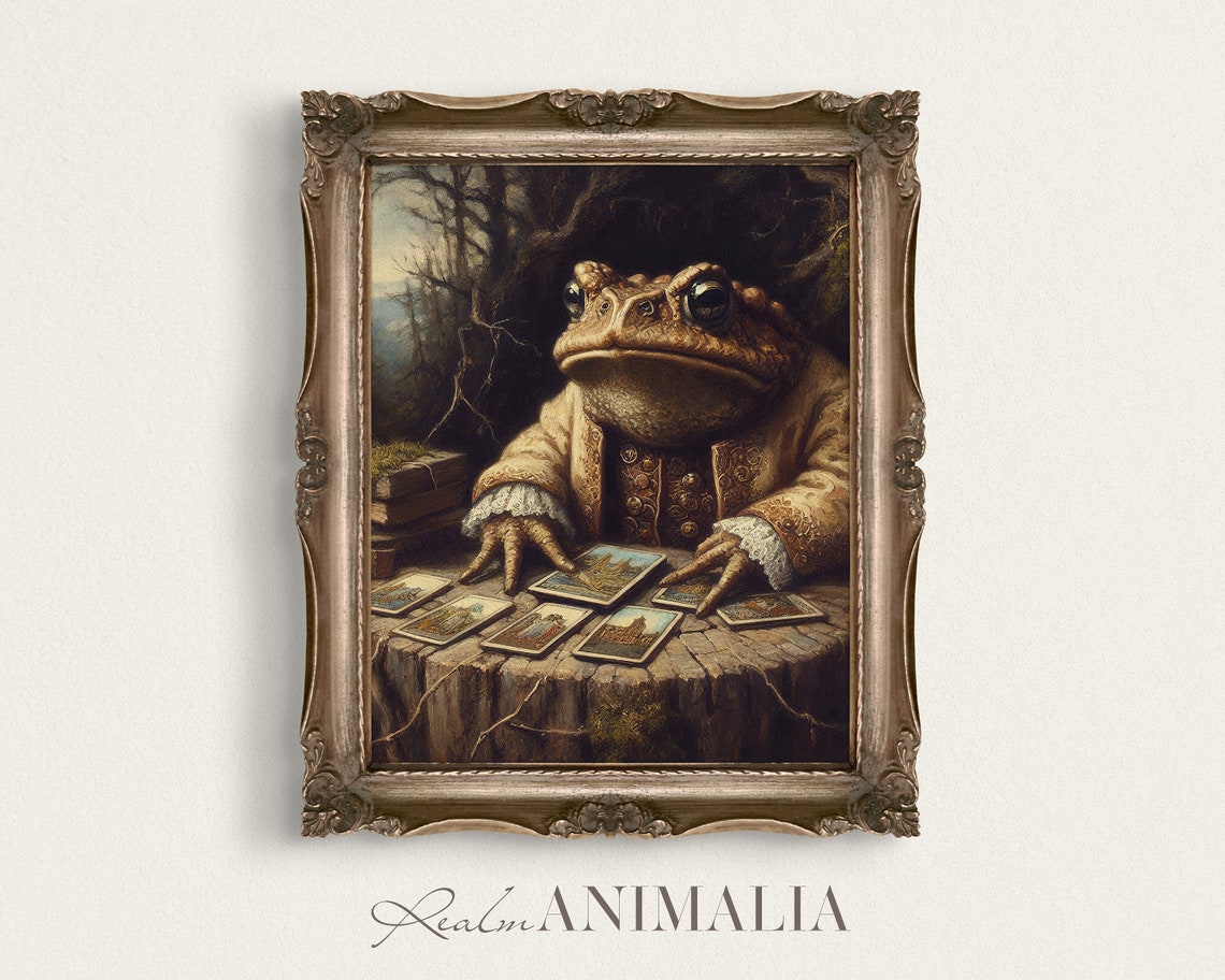 Toad Fortune Teller Reading Tarot Cards Moody Fairytale Art Print