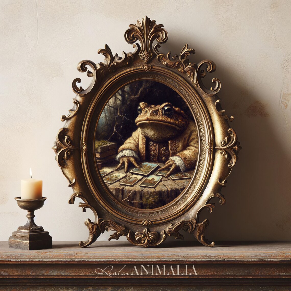 Toad Fortune Teller Reading Tarot Cards Moody Fairytale Art Print - Image 3
