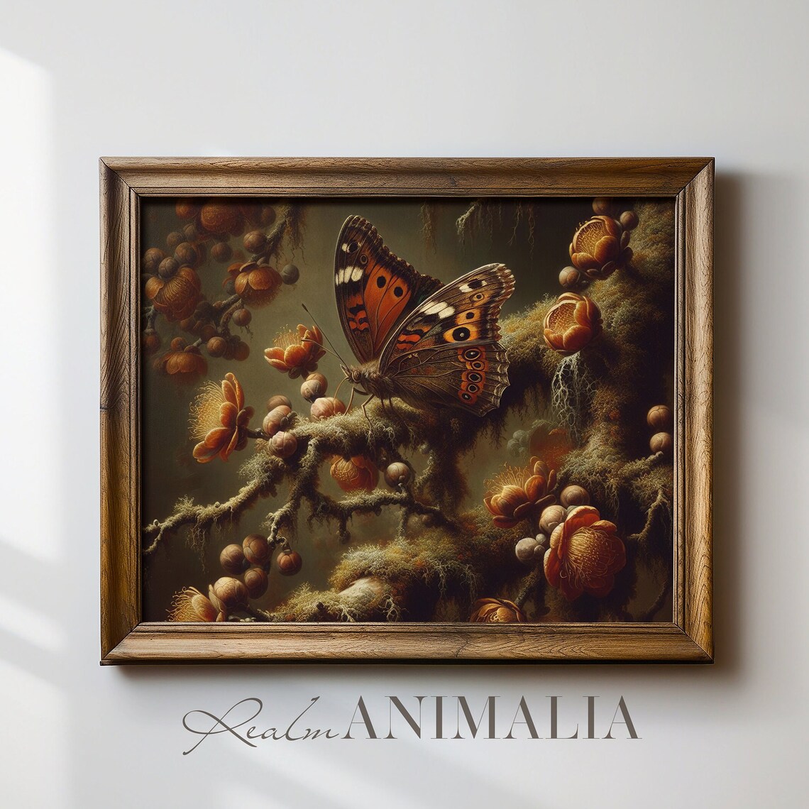 Moody Botanical Butterfly Vintage Floral Art Print - Image 2