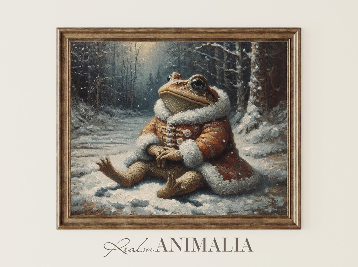 Winter Toad Whimsical Fantasy Animal Art Print