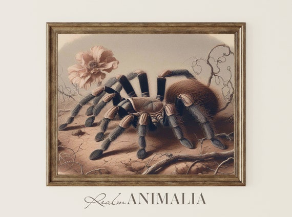 Tarantula Art Print Vintage Spider Watercolor Painting Arachnid Wall Art Light Cottagecore Art Decor Sd005