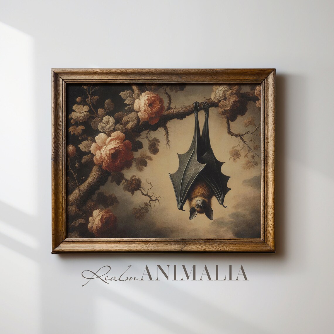 Hanging Bat Vintage Botanical Animal Art Print - Image 4