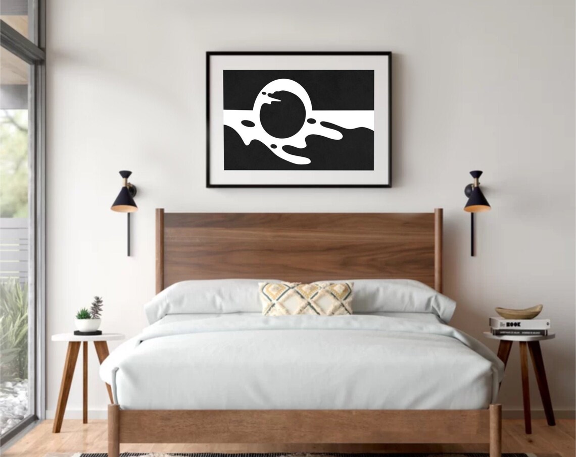 Large Abstract Wall Art Sun And Moon Fluid Instant
