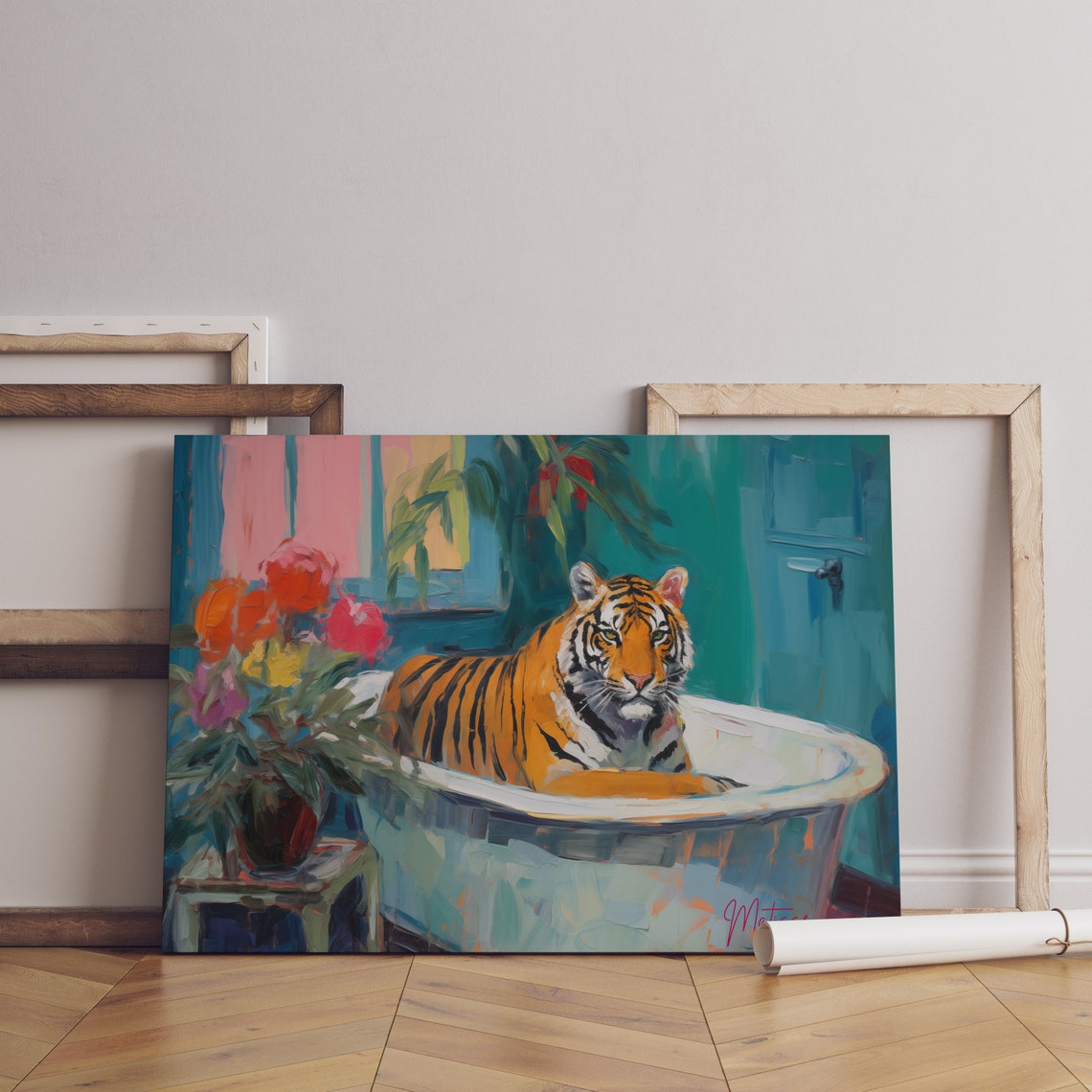 Vintage Matisse Tiger In Bathtub, Art Print - Image 4