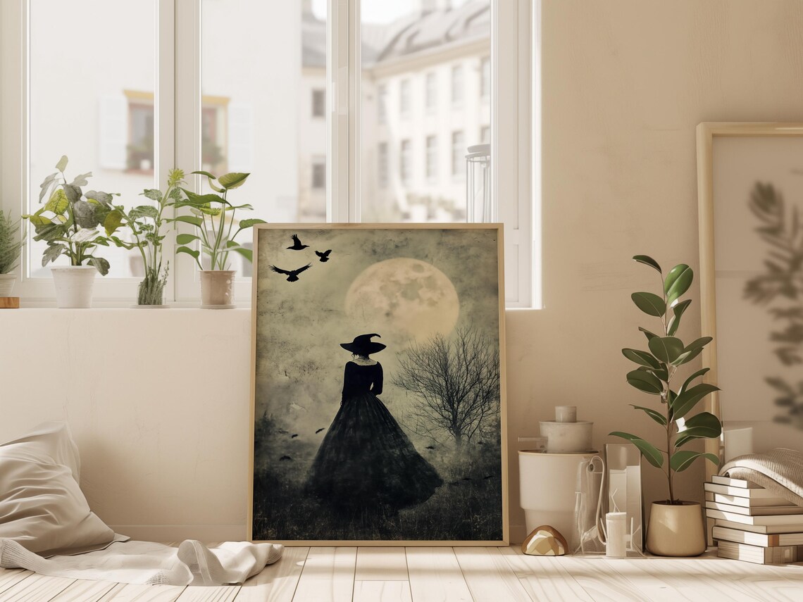 Vintage Halloween Witch Poster, Dark Academia - Image 2
