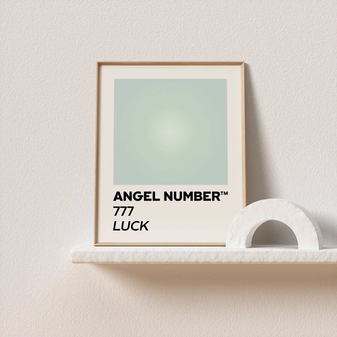 Angel Number 777 Luck Sage Green Gradient Aura Spiritual Art Print - Image 2