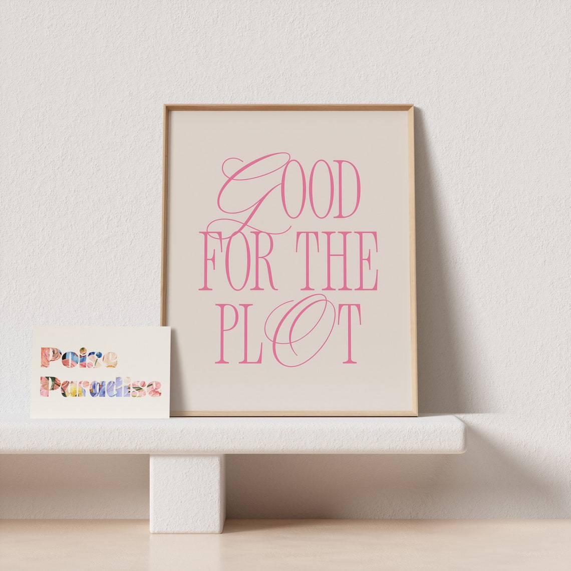 Good For The Plot Pink Serif Trendy Affirmation Cream Poster - Image 4