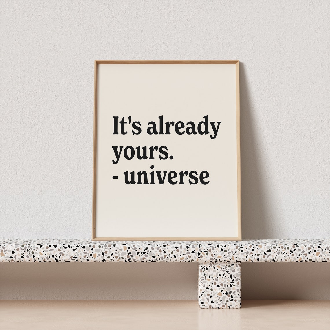 Its Already Yours Universe Serif Cream Manifestation Quote Poster - Image 3