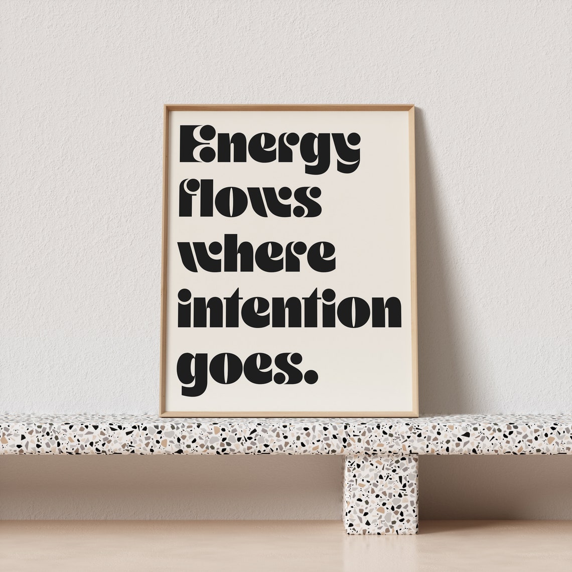 Energy Flows Where Intention Goes Retro Mindset Cream Poster - Image 3