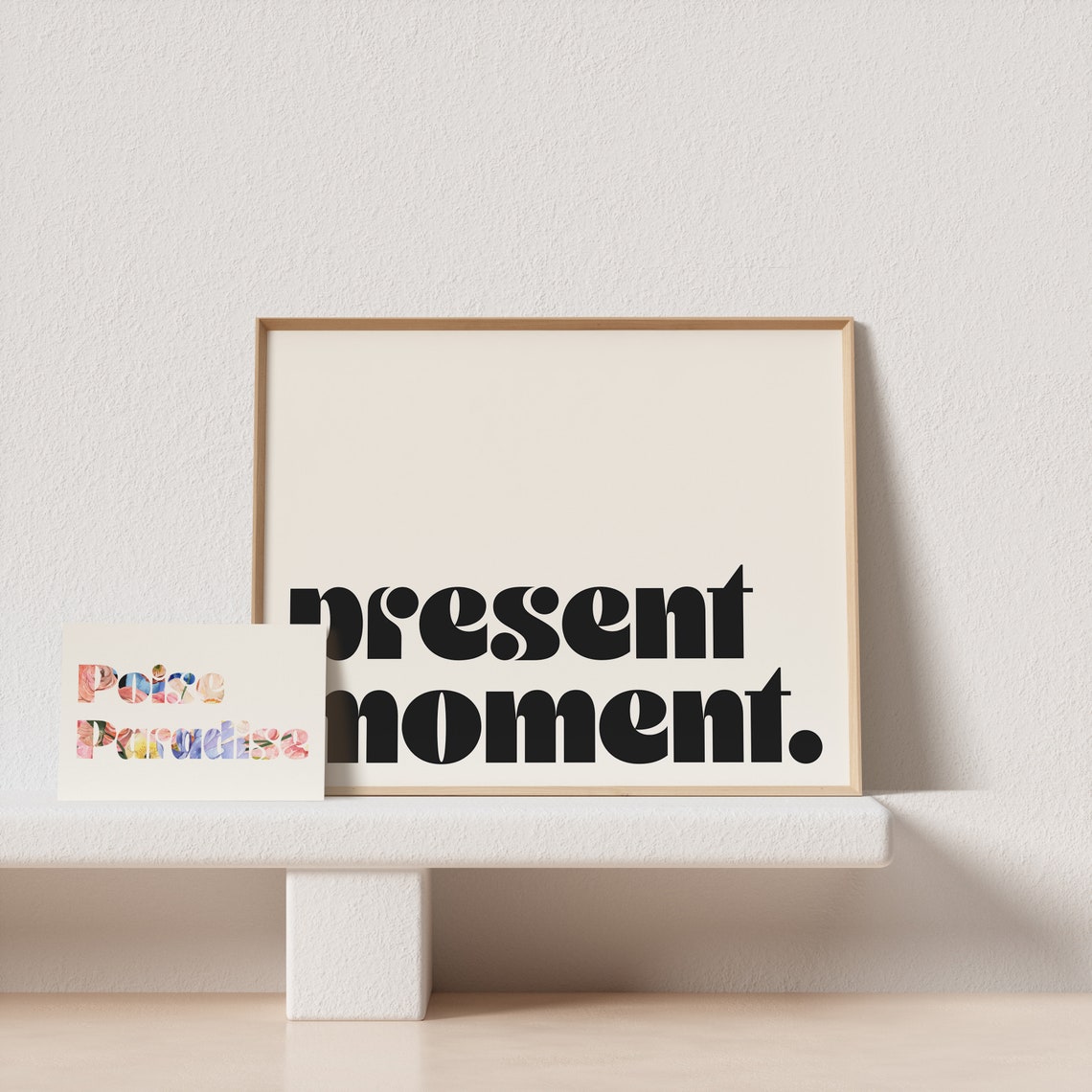 Present Moment Black Retro Minimalist Mindfulness Quote Poster - Image 4
