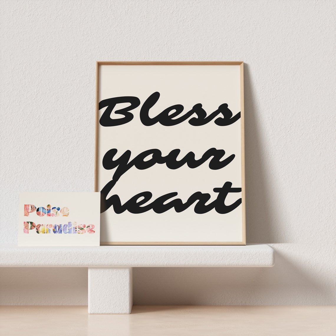 Bless Your Heart Script Typography Poster Cream Black Southern Saying - Image 4