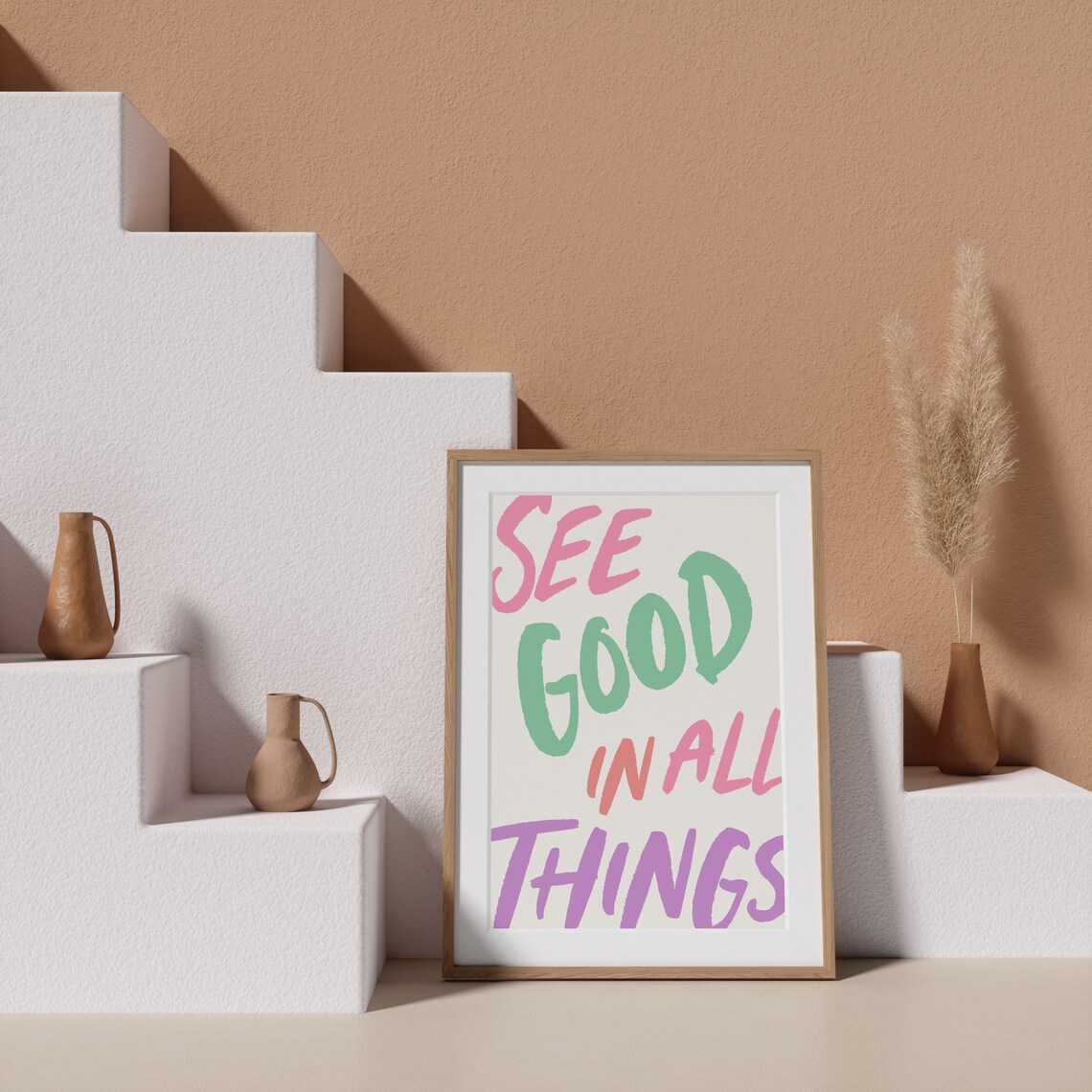 See Good In All Things Colorful Brush Lettering Quote Poster - Image 2