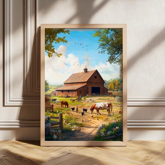 Retro Farm Prints Animals Poster Western Style Print