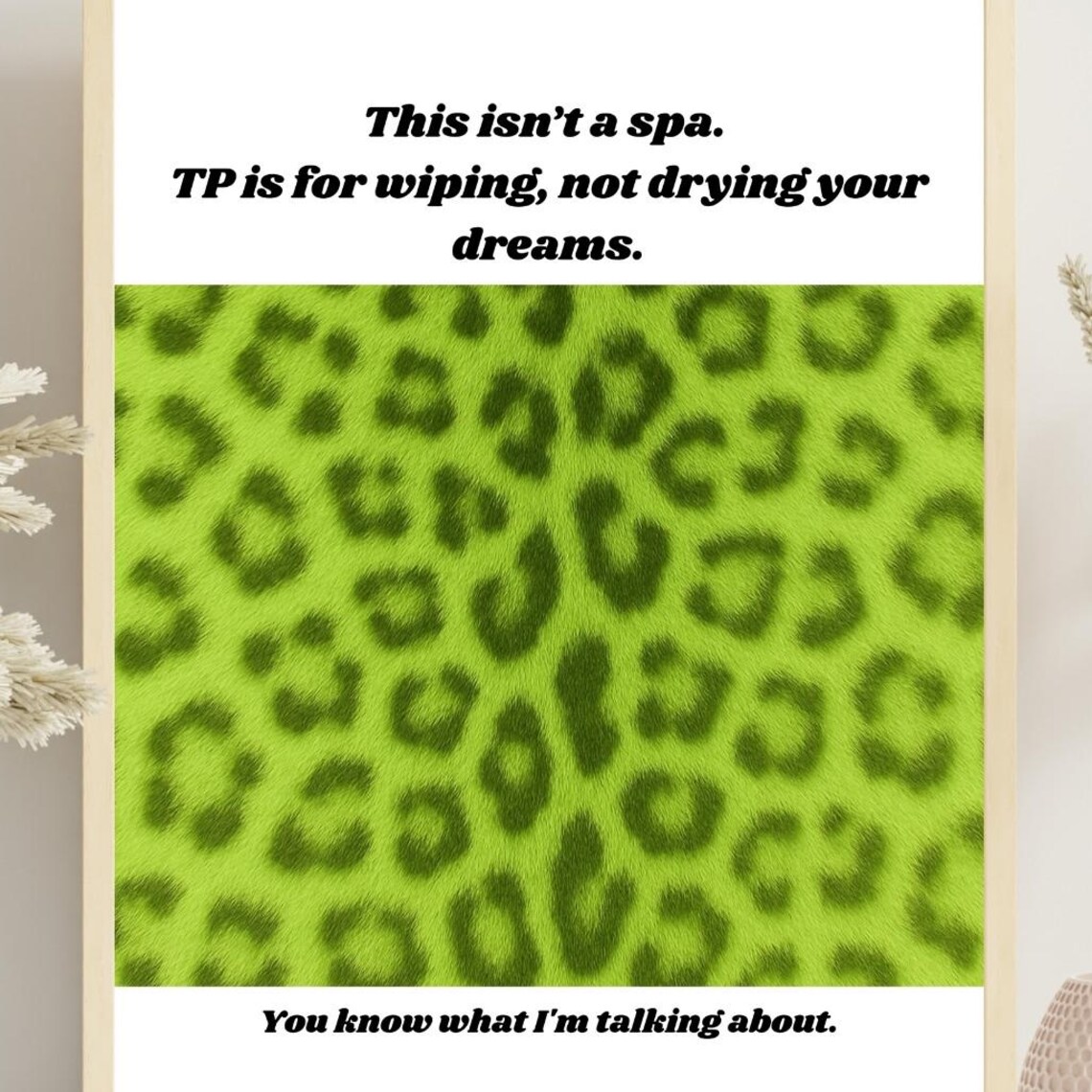 Funny Bathroom Wall Art, Glam Leopard Print Poster