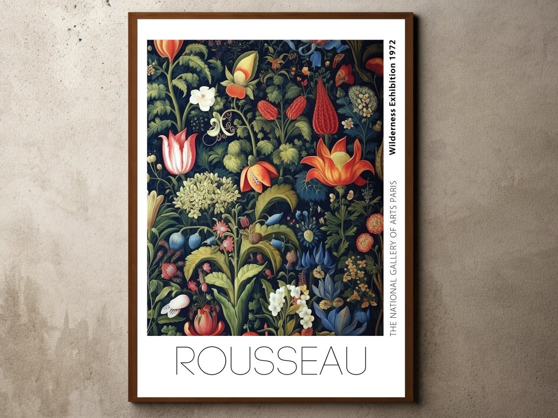 Rousseau Wilderness Exhibition 1972 Dense Floral Pattern Art Poster